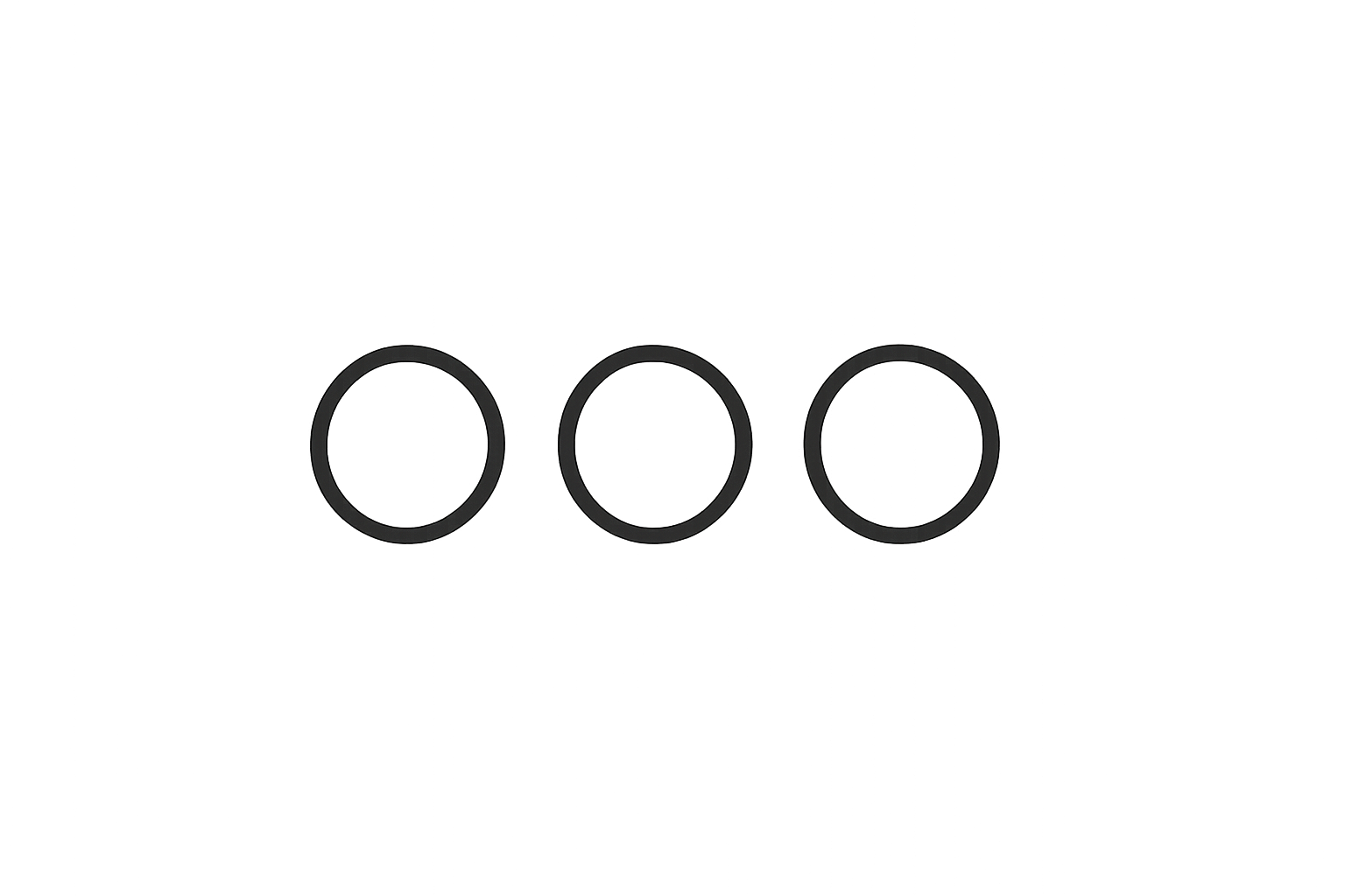 Simple black outline icon with three small circles in a row, symbolizing three light therapy modes, clean and modern style, transparent background.